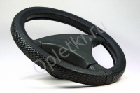 Оплетка для руля черная (плетение) (M) 37-39cm (431)
